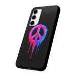 Glitch Peace Sign Phone Case, RGB Melt Digital Art Tough Cover, Gift