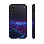 Retro Neon Mountains Phone Case | Vaporwave Galaxy Landscape