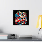 Stingray Corvette Poster – Patriotic USA Flag, Eagle & Fireworks Art