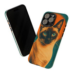 Siamese Cat Retro Halftone Portrait Case - Orange Teal Print