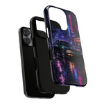 Neon City Night Prelude JDM Car phone case | Vaporwave rainy street