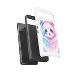 Pastel Panda Phone Case, Glitch Color Block Cover