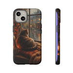 Rainy Window Cat Phone Case, Cozy Painterly Art Cover, Gift
