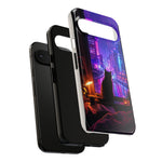 Lo-Fi Cat Neon Rain Window Vaporwave Art Tough Phone Case