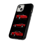 C4 Corvette Art Phone Case Red, Three-View Vector Cover, Gift