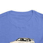 Skyline R34 GT-R Toddler T-Shirt – JDM White Car with Red Wheels Graphic