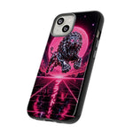 Chrome Lion Phone Case, Neon Grid Katakana Pride Tough Cover