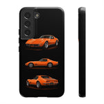 C3 Corvette Art Phone Case Orange, Three-View Vector Cover, Gift