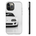 White MK4 Supra Phone Case, Retro 90s JDM Tough Cover for Car Enthusiasts