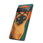 Siamese Cat Retro Halftone Portrait Case - Orange Teal Print