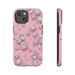 Pink Rhinestone Diamond Pattern Phone Case | Sparkle Gem Print
