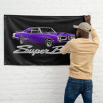 1970 Super Bee Wall Flag Banner 34x56 Plum Crazy Purple Muscle Car Decor