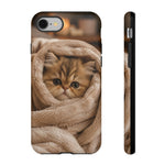 Persian Kitten Burrito Phone Case, Cozy Blanket Portrait Cover