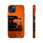 Orange Mustang Art Phone Case, GT500 American Muscle Car Tough Cover for Male