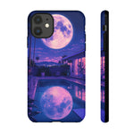 Neon Moonlit Pool Tough Case | Moon Reflection Phone Case, Vaporwave Night Sky