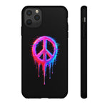 Glitch Peace Sign Phone Case, RGB Melt Digital Art Tough Cover, Gift