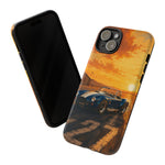 Vintage Cobra 427 Roadster phone case | Sunset racecar beach scene