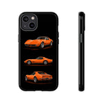 C3 Corvette Art Phone Case Orange, Three-View Vector Cover, Gift