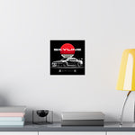 R34 Skyline Matte Poster – Black JDM Car with Rising Sun Art