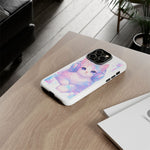 Pastel Cat Phone Case, Headphones Glitch Color Block Cover