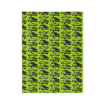 Lime Green Cuda Pattern Blanket | Retro Car Print Velveteen Microfiber