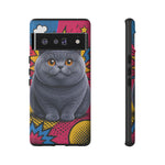 British Shorthair Round Pop Art Tough Phone Case