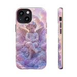 Cherub Cloud Throne Phone Case, Pastel Marble 3D Render Cover