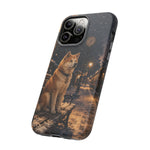 Shiba Inu at Snowy Train Station Phone Case | Winter Dog Scene