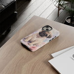 Pug Puppy Phone Case, Pastel Watercolor Heart Collar Cover
