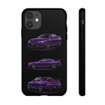 Purple R33 Skyline GTR JDM Sports Car Phone Case Tough Multi View