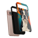 Boston Terrier Pop-Art Portrait Tough Phone Case - Teal Orange