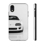 White MK4 Supra Phone Case, Retro 90s JDM Tough Cover for Car Enthusiasts