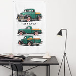 1946 3100 Green Pickup Banner 34x56 Garage Man Cave Wall Decor Gift