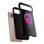 Glitch Peace Sign Phone Case, RGB Melt Digital Art Tough Cover, Gift