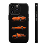 C3 Corvette Art Phone Case Orange, Three-View Vector Cover, Gift
