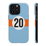Copy of Blue Orange Number 20 Retro Racing Stripe Tough Phone Case Cover