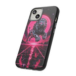 Chrome Lion Phone Case, Neon Grid Katakana Pride Tough Cover