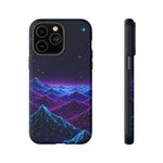 Retro Neon Mountains Phone Case | Vaporwave Galaxy Landscape