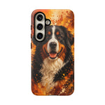 Bernese Mountain Dog Portrait Tough Phone Case - Warm Paint Splatter
