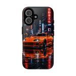 Orange Supra Phone Case, Neon City Night JDM Sports Car Tough Cover