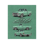 1968 Chevy C10 Pickup illustration Velveteen Microfiber Blanket | Retro Truck