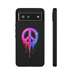 Glitch Peace Sign Phone Case, RGB Melt Digital Art Tough Cover, Gift