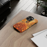 Yorkshire Terrier Jumping in Autumn Leaves Tough Case | Fall Dog Phone Cover