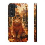 Autumn Cat Phone Case, Fallen Leaves Painterly Cover