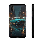 Vintage Teal 1957 Bel Air Classic Car Tough Case | Retro Rainy City Phone Cover