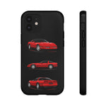 C4 Corvette Art Phone Case Red, Three-View Vector Cover, Gift