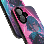 Anime Girl Phone Case Teal, Neon Kanji Calm Gradient Tough Cover
