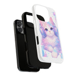 Pastel Cat Phone Case, Headphones Glitch Color Block Cover