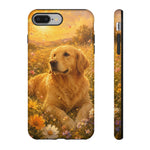 Golden Retriever Phone Case Flower Field Tough Cover Gift Art