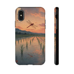 Red Dragonfly Rice Paddy Sunset Phone Case Tough Case